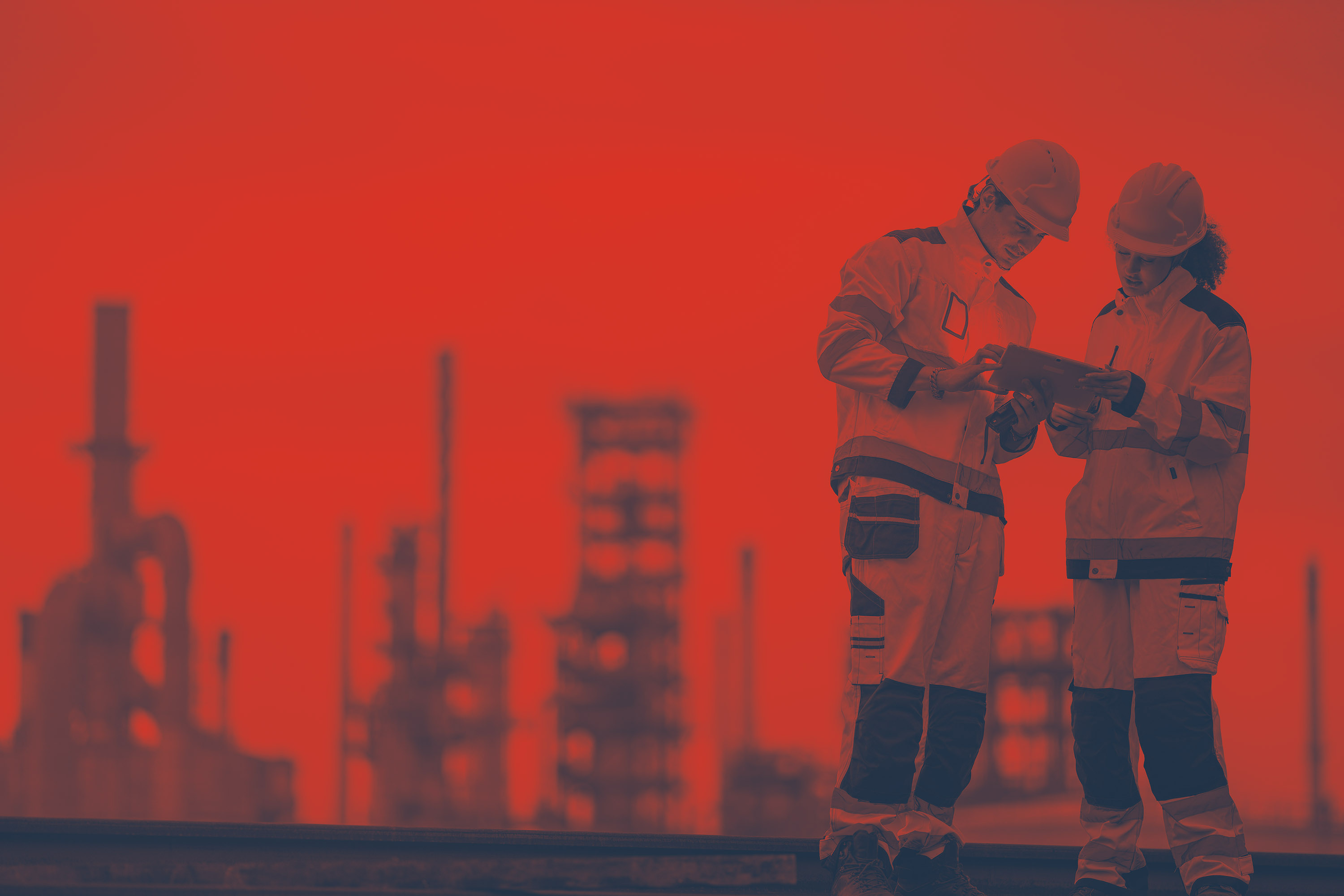 Técnicos industriales trabajando